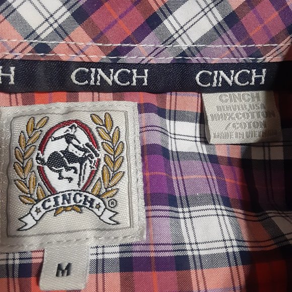 Cinch Men's Short Sleeve Button Down Plaid Cotton Shirt in Size M - Picture 4 of 4
